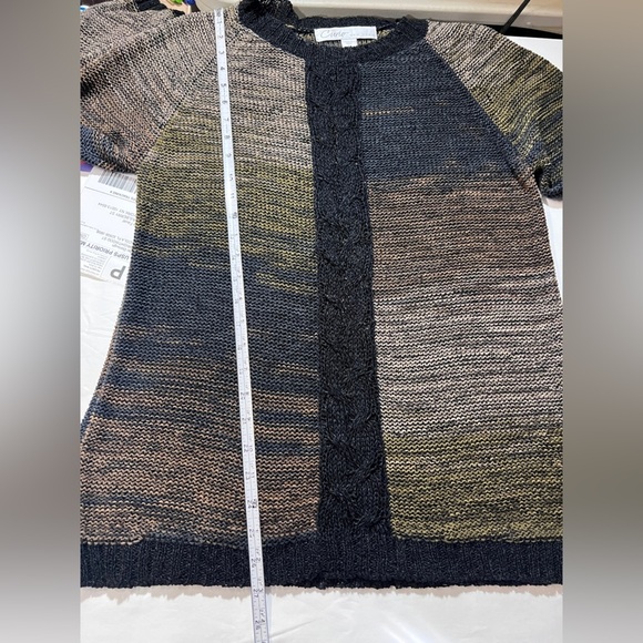 CURIO NY‎ Black and taupe blended open knit sweater size L - Picture 13 of 13